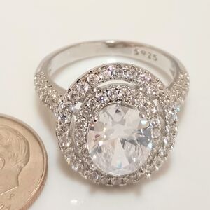 Clearance On 10mm Oval Double Halo CZ .925 Women's Wedding Rings For Sale